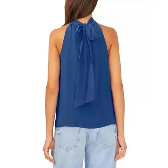 1 State Halter Back Tie Satin Top Black Size Medium NWT - Picture 2 of 8